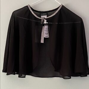 Le Chateau Black Sheer Cape with Silver Accents